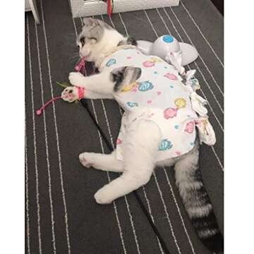 Stock Show Recovery Suit for Cats Cotton Breathable Lightweight E-Collar Alternative for Cats and Dogs, After Surgery Wear, Kiss Fish, X-Small
