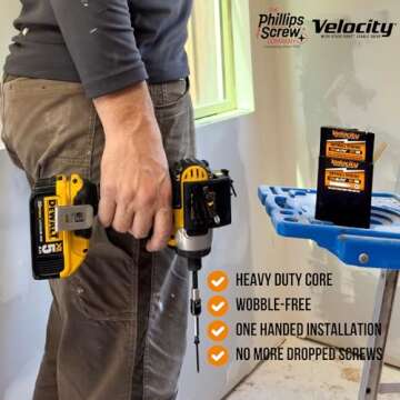 Velocity 1 5/8 Drywall Screws (Size #6) – Black Phosphate Coated Screws for Drywall and Stick-Tight PSD ACR Drive Bit, (100 Pieces)