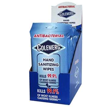 Colemerg Hand Wipes Sanitizer – 20pcs Antibacterial Hand Wipes (Pack of 12) – Non-Alcohol Wipes ...