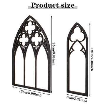 BOUMUSOE 3 Pack Gothic Mirrors Wall Decor, Cathedral Arch Frame Tiny Mirror Goth Room Decor - 9.8 in...