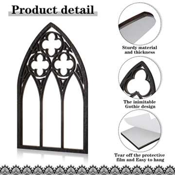 BOUMUSOE 3 Pack Gothic Mirrors Wall Decor, Cathedral Arch Frame Tiny Mirror Goth Room Decor - 9.8 inches Spooky Decorative Rustic Wall Hanging Decor for Bedroom Bathroom Living Room