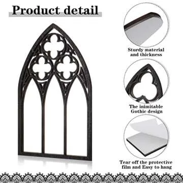 BOUMUSOE 3 Pack Gothic Mirrors Wall Decor, Cathedral Arch Frame Tiny Mirror Goth Room Decor - 9.8 inches Spooky Decorative Rustic Wall Hanging Decor for Bedroom Bathroom Living Room