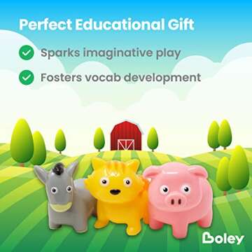 Boley Farm Animals Bath Toys Bucket for Kids 2+