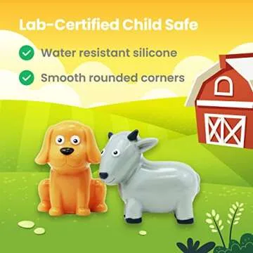 Boley Farm Animals Bath Toys Bucket for Kids 2+