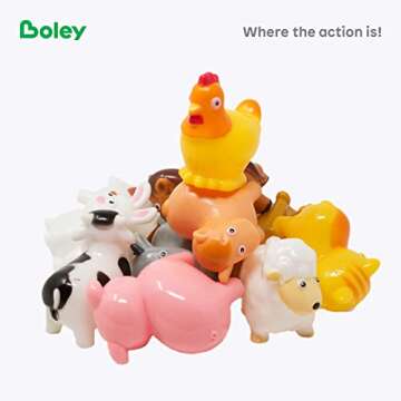 Boley Farm Animals Bath Toys Bucket for Kids 2+