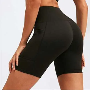 Aoliks Women's 8" Biker Shorts with Pockets High Waist Tummy Control Running Workout Spandex Gym Volleyball Yoga Shorts
