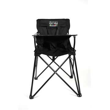 ciao! baby Portable High Chair for Travel, Fold Up High Chair with Tray, Black