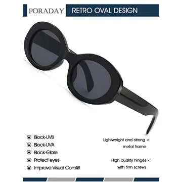 Stylish PORADAY Oval Sunglasses for Women UV400 Protection