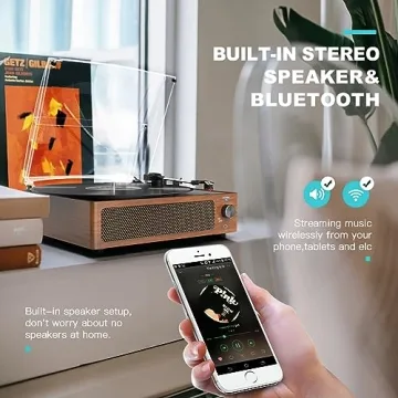 WOCKODER Vintage Record Player for Vinyl Lovers