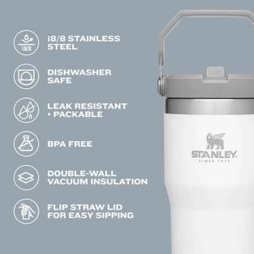 Stanley IceFlow Stainless Steel Tumbler - Vacuum Insulated Water Bottle for Home, Office or Car Reusable Cup with Straw Leak Resistant Flip Cold for 12 Hours or Iced for 2 Days, Navy, 30oz