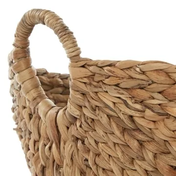 Deco 79 Seagrass Handmade Decorative and Functional Storage Basket Large Woven Basket Organizer with Ring Handles, Basket for Storage 20" x 18" x 19", Brown