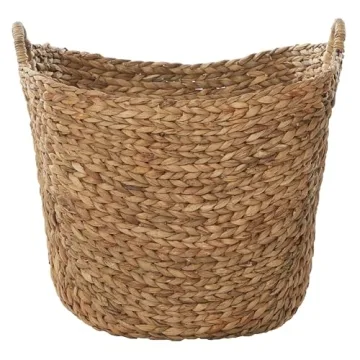 Deco 79 Seagrass Handmade Decorative and Functional Storage Basket Large Woven Basket Organizer with Ring Handles, Basket for Storage 20" x 18" x 19", Brown