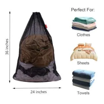 DuomiW Mesh Laundry Bag Heavy Duty Drawstring Bag, Factories, College, Dorm, Travel and Apartment Dw...
