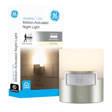 GE LED Motion Sensor Night Light, Plug into wall, 40 Lumens, Soft White, UL-Certified, Energy Effici...