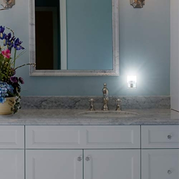 GE LED Motion Sensor Night Light, Plug into wall, 40 Lumens, Soft White, UL-Certified, Energy Efficient, Ideal Nightlight for Bedroom, Bathroom, Kitchen, Hallway, 29844, Silver, 1 Pack