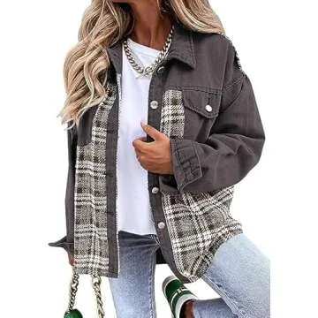 SHEWIN Jean Jacket Women Fashion 2025 Oversized Denim Jacket Casual Long Sleeve Shacket Cute Spring ...