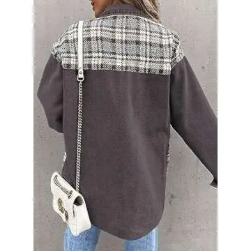 SHEWIN Jean Jacket Women Fashion 2025 Oversized Denim Jacket Casual Long Sleeve Shacket Cute Spring Jackets for Women 2025 Grey Small