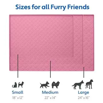 MIGHTY MONKEY 100% Waterproof Dog Food Mat, Raised Edges Silicone Pet Feeding Placemat for Cat, Dogs, Pet Bowls, High Lipped Tray Prevents Water Spills, Food on Floor, Dishwasher Safe, 18x12, Pink