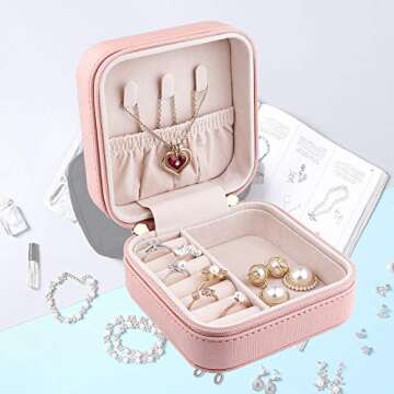 JIDUO Duomiila Small Travel Jewelry Box, Travel Mini Organizer Portable Display Storage Case for Rin...