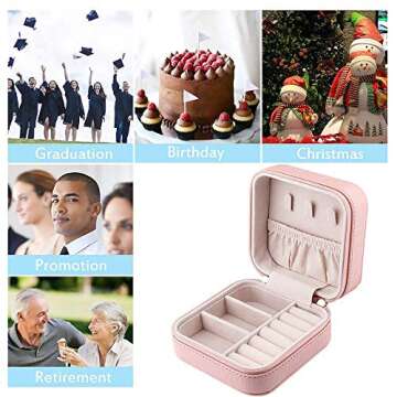 JIDUO Duomiila Small Travel Jewelry Box, Travel Mini Organizer Portable Display Storage Case for Rings Earrings Necklace, Best Gifts Choice for Girls Women