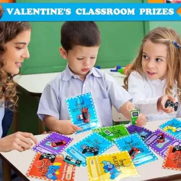 Leetous Valentines Day Gifts Cards for Kids Classroom, 30 Pack Video Games Keychains with Class Exchange Cards for Kids, Valentine Goodies Bag Stuffers School Party Favors Prizes Treats for Boys Girls