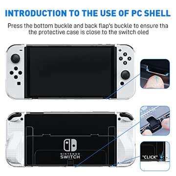 Improved - FANPL Clear Case Kit for Nintendo Switch OLED, PC Cover for Switch OLED Console and TPU Case with Transparent Lattice Pattern for Joy Con, Case Set with 1 Screen Protector and 12 Thumb Caps