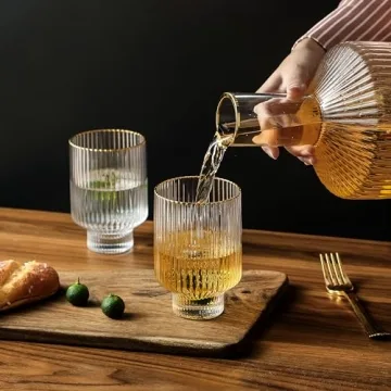 Elegant Bedside Water Carafe with Gold Rim and Tumblers