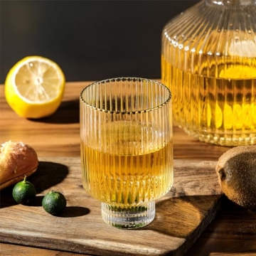 Elegant Bedside Water Carafe with Gold Rim and Tumblers