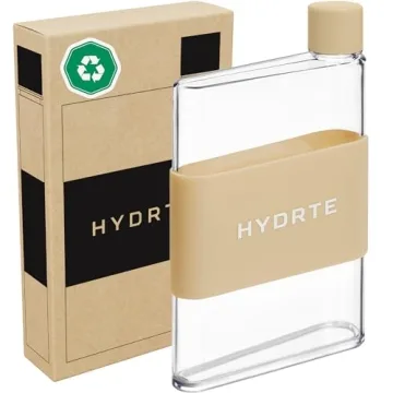 Hydrte Flat Water Bottle 17 oz - Leak Proof, Slim Design for On-the-Go Hydration