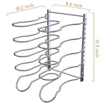 CAXXA Heavy Duty Pan Rack, Pot Lid Rack, Kitchen Cabinet Pantry Cookware Organizer Rack Holder with ...