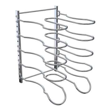 CAXXA Heavy Duty Pan Rack, Pot Lid Rack, Kitchen Cabinet Pantry Cookware Organizer Rack Holder with 5 Adjustable Dividers, Chrome