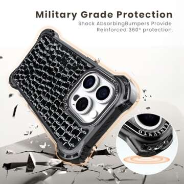 Sansunto Case for iPhone 15 Pro Max, Full Body Protection Ultra Impact [Compatible with Magsafe] Shockproof Slim Fit Protective Phone Case for Women & Men (Black Crocodile, for iPhone 15 Pro Max)
