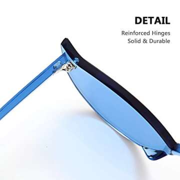 OLINOWL Cat Eye Rimless Sunglasses Oversized One Piece Colored Transparent Eyewear Retro Eyeglasses ...