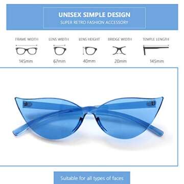 OLINOWL Cat Eye Sunglasses Oversized Colored Eyewear