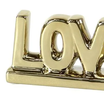 The Novogratz Porcelain Ceramic Home Decorative Sign Love Wall Sculpture, set of 2 Wall Art 6" x 2" ...