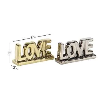 Chic Novogratz Love Wall Sculpture Set of 2 Porcelain