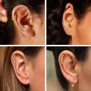 FIBO STEEL Cartilage Earrings – 4PCS Helix Jewelry Set