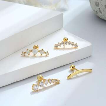 FIBO STEEL Cartilage Earrings – 4PCS Helix Jewelry Set