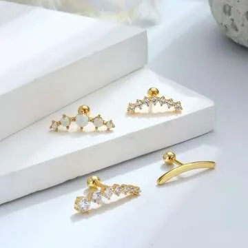 FIBO STEEL Cartilage Earrings – 4PCS Helix Jewelry Set