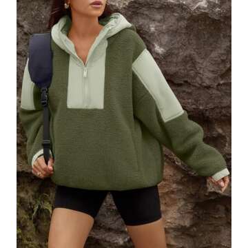 Yanekop Womens Fuzzy Fleece Hoodie Sherpa Sweatshirt - Comfortable and Stylish