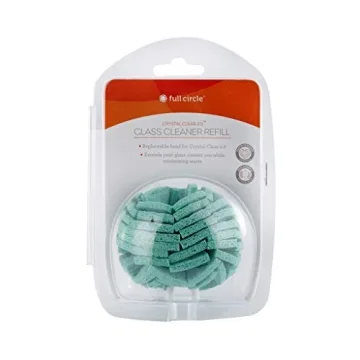 Full Circle Crystal Clear 2.0 Replaceable Glass Cleaner - Gentle Sponge Cleaning Brush for Washing Glasses – Bamboo Handle and Layered Cellulose Sponge Kitchen Dish Brush, One Size, White