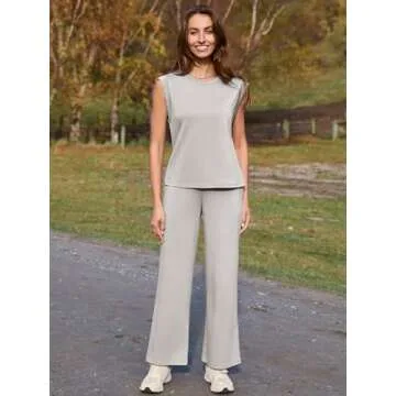 Glamaker Women's 2 Piece Sets Summer Lounge Travel Outfits Sleeveless Wide Leg Airport Casual Trendy...