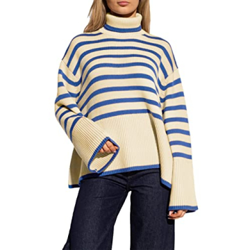 Shop Women's Oversized Striped Turtleneck Sweater