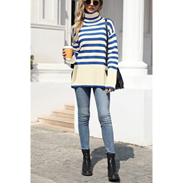 Shop Women's Oversized Striped Turtleneck Sweater