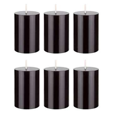 Mega Candles 6 pcs Unscented Solid Black Pillar Candles, Hand Poured Premium Wax Candle 2 Inch x 3 I...
