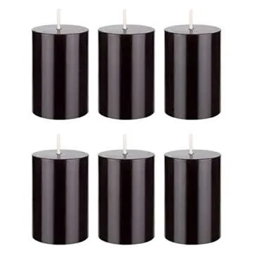 Mega Candles 6 pcs Unscented Solid Black Pillar Candles, Hand Poured Premium Wax Candle 2 Inch x 3 I...