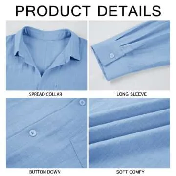 Runcati Womens Button Down Shirts Linen Cotton Long Sleeve Blouse Tunic Tops Cover Up Shirt Loose Beach Bikini Dress