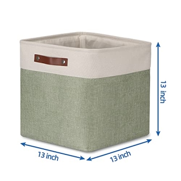 Temary Stylish Cube Storage Baskets 4-Pack with Leather Handles