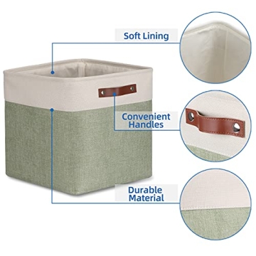 Temary Stylish Cube Storage Baskets 4-Pack with Leather Handles
