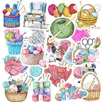 GOLEEX 20 Pack Waterproof Vinyl Knitting Themed Stickers for All Ages